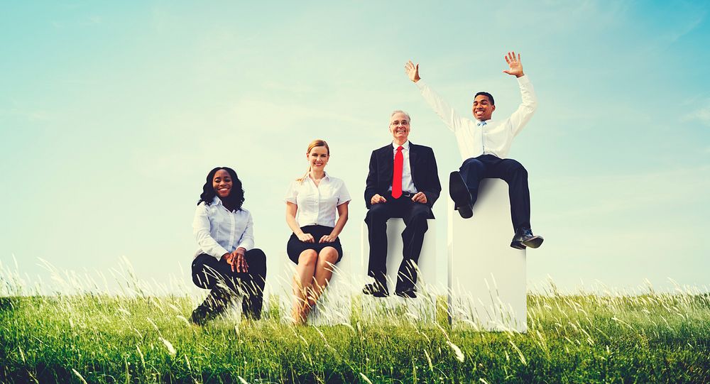 Business People Sitting Growth Success Winner Concept