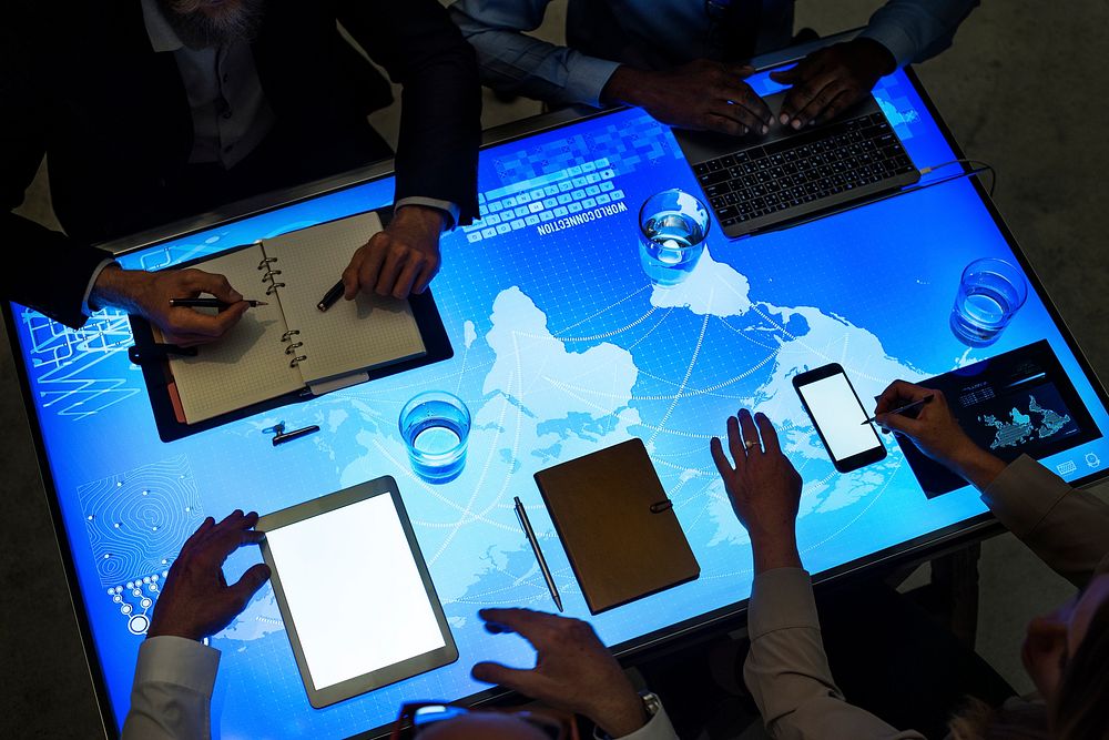 Digital devices in a cyber space table