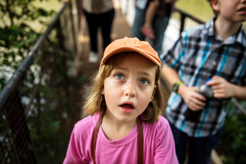 Closeup of caucasian girl with amazed face expression