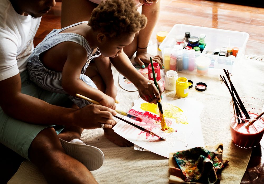 Black kid enjoying his painting, premium image by rawpixel.com