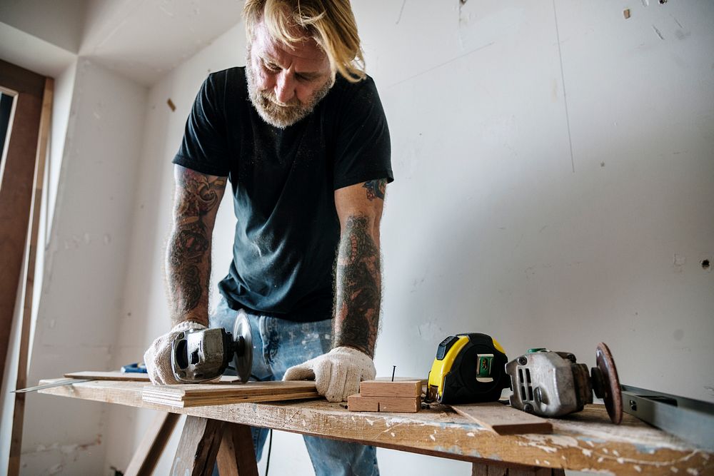 Carpenter working on a wood