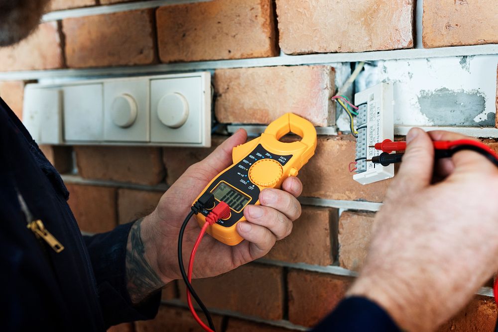 Electrician working house repair installation