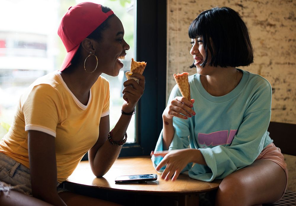 Women eating ice cream together