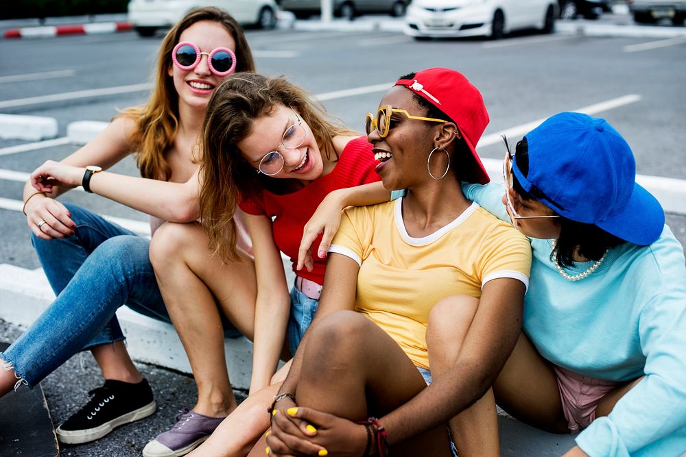 Group of diverse women having fun together