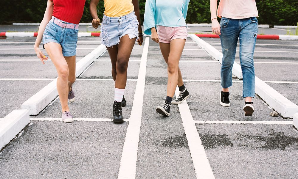 Group of diverse women walking together