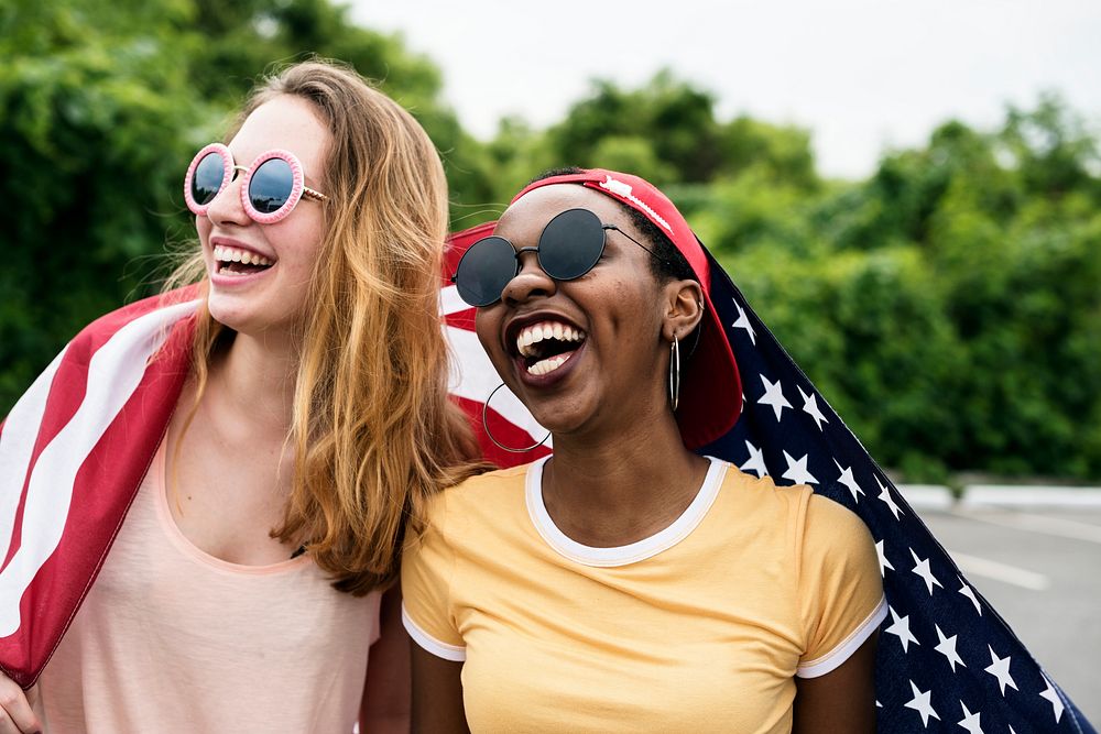 Women with American flag