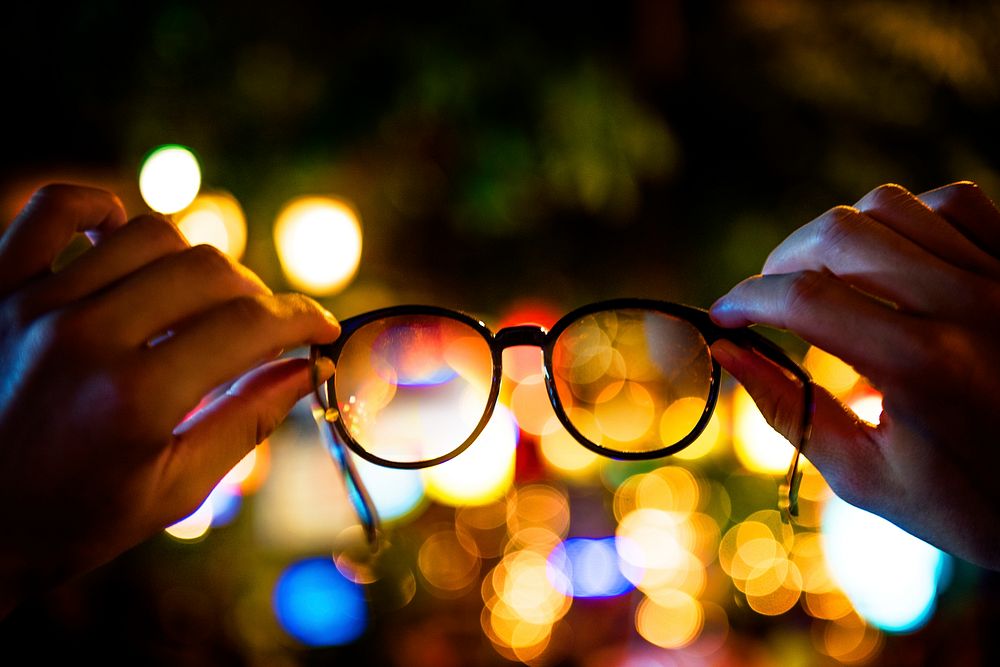Eyeglasses with blurred lights background