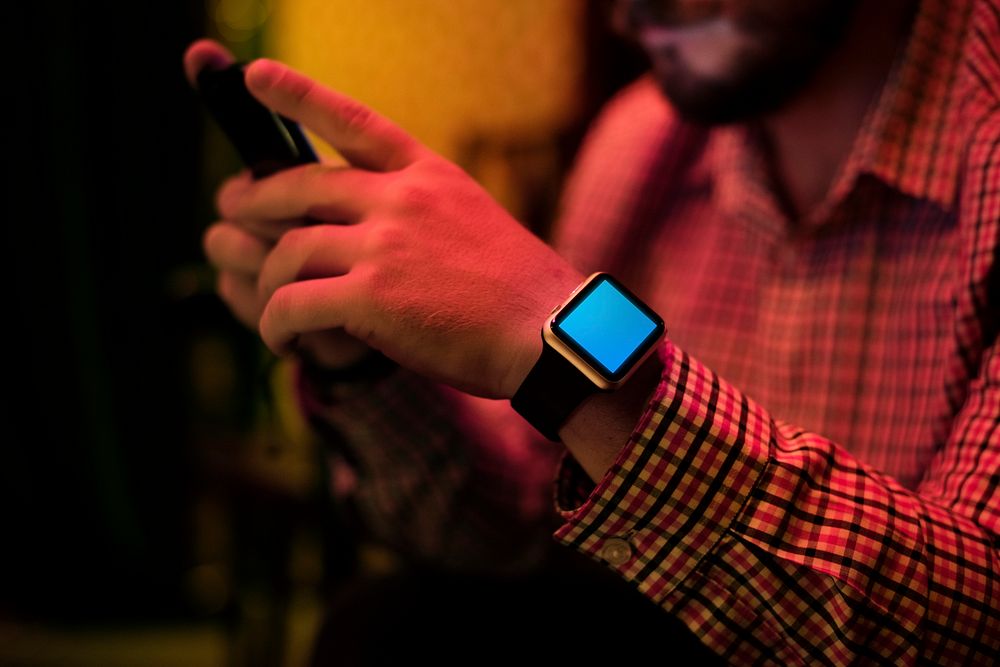 Closeup of digital watch on man wrist