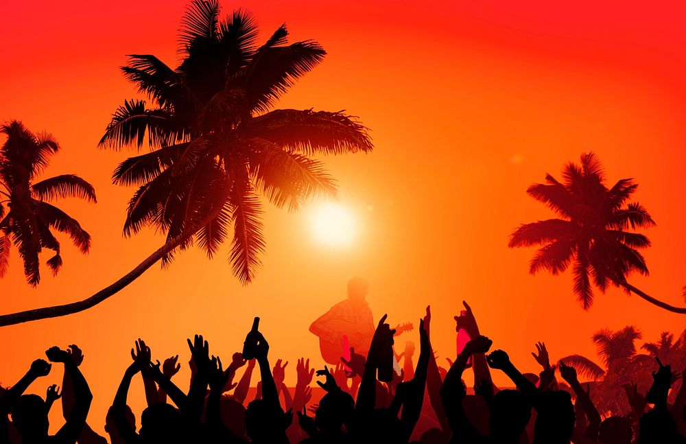 Summer Music Festival Beach Party Performer Excitement Concept