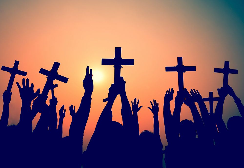 Hands Holding Cross Christianity Religion Faith Concept