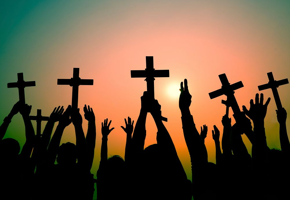 Hands Holding Cross Christianity Religion Faith Concept