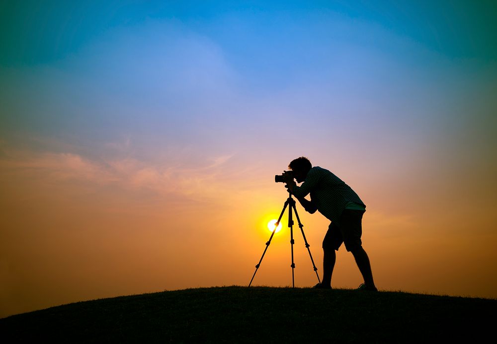 Photographer Camera Shooting Silhouette Outdoors Concept