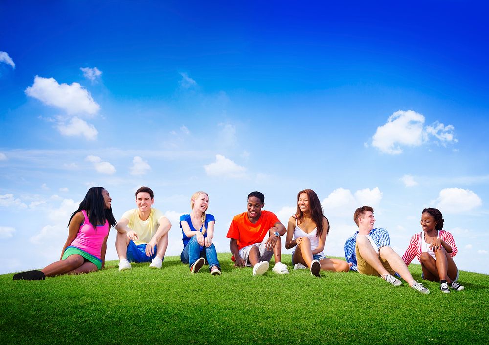 Group Friends Outdoors Diversed Cheerful Fun Team Concept