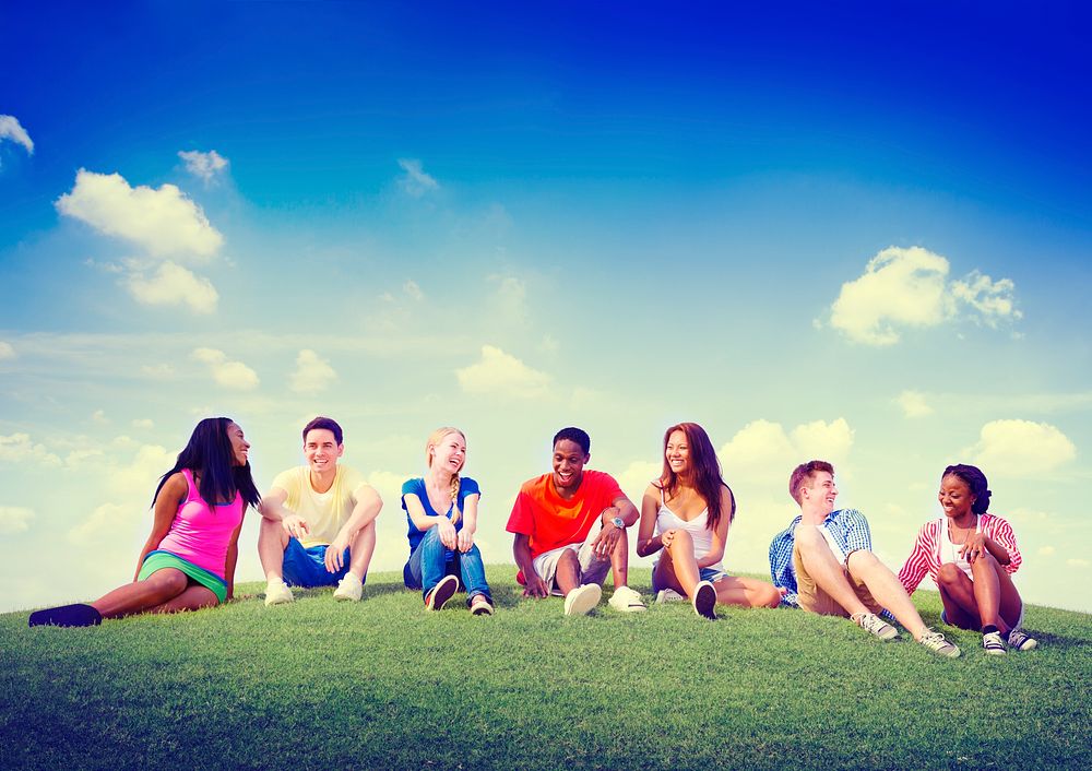 Group Friends Outdoors Diversed Cheerful Fun Team Concept