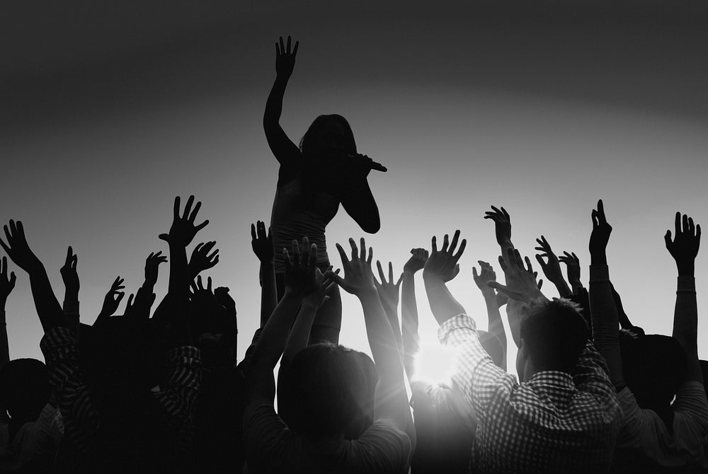Silhouettes of People at Outdoors Music Festival