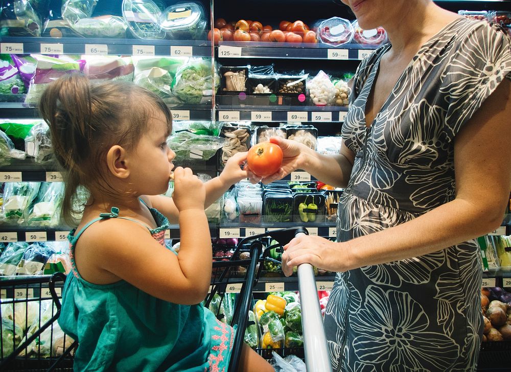 Mother and daughter shopping