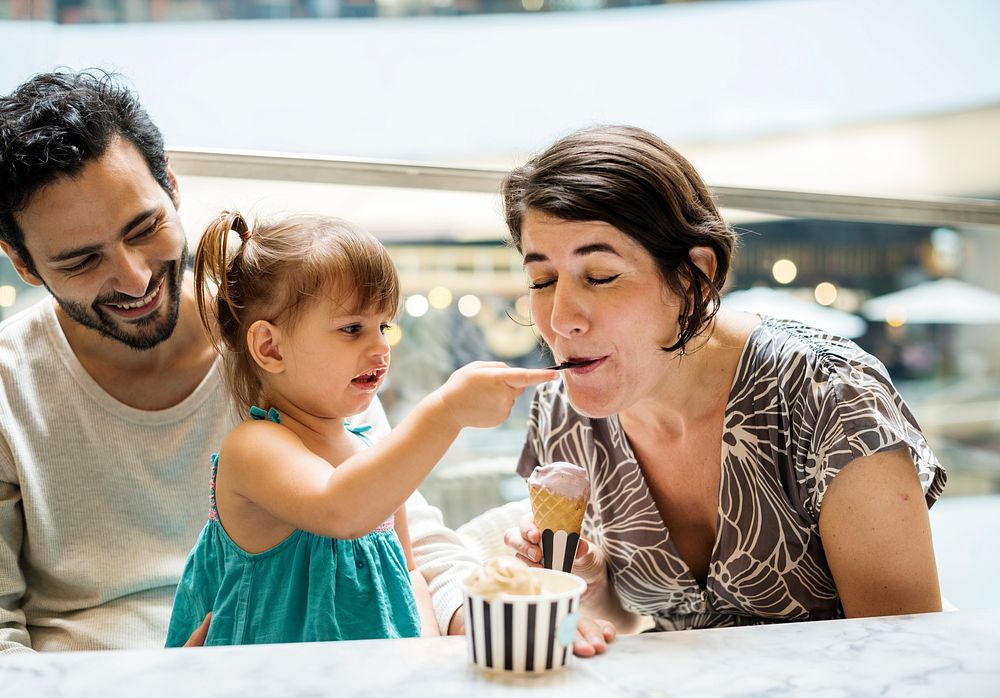 Family eating ice-cream together