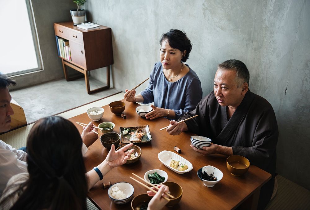 Japanese family eating
