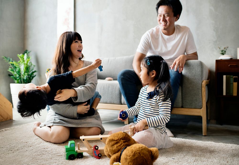 Japanese family having a great time together