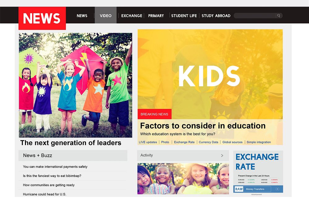 Kids News Feed Article Advertisement Concept