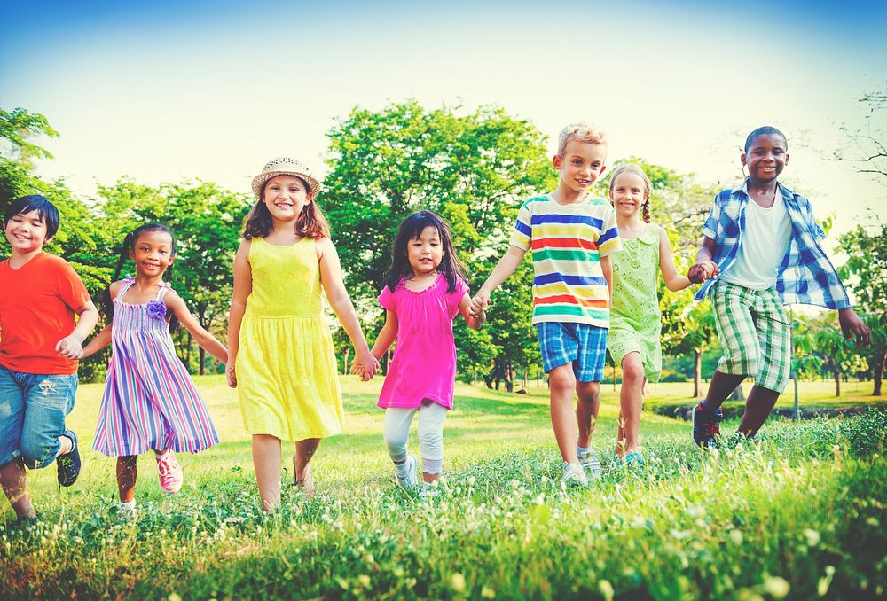 Children Park Friends Friendness Happiness Playful Concept