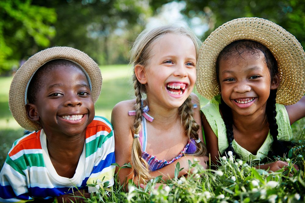 Happy diverse kids in the park
