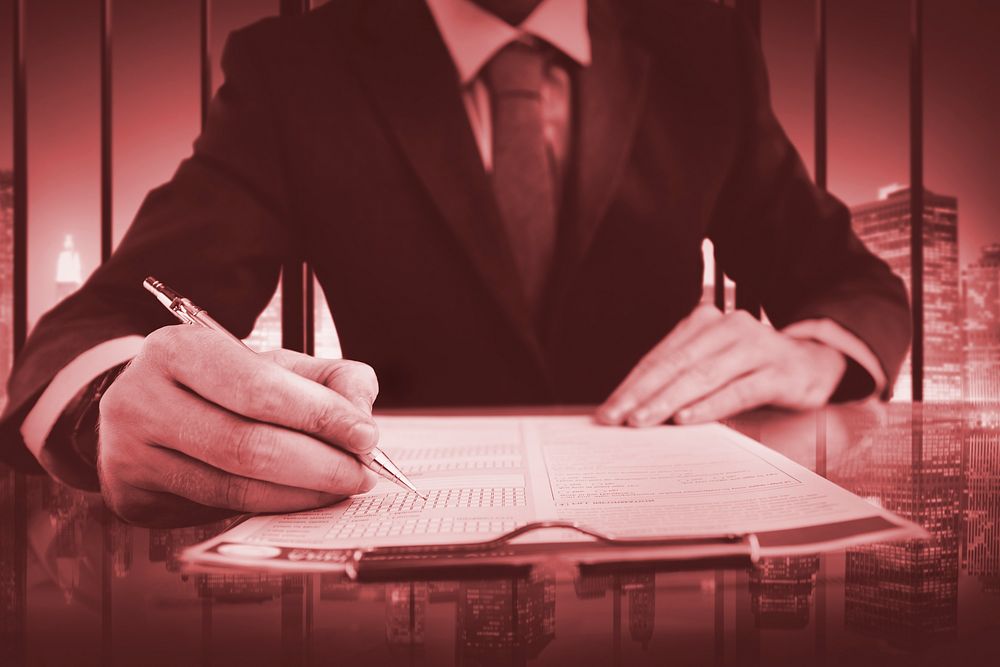 Business Man Writing On A Conference Table Concept