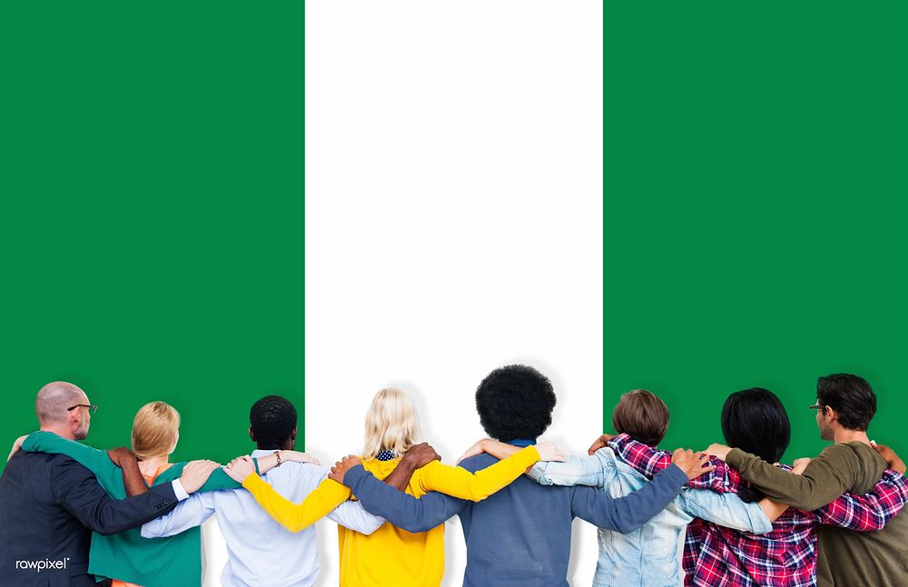 Nigeria National Flag Teamwork Diversity Concept