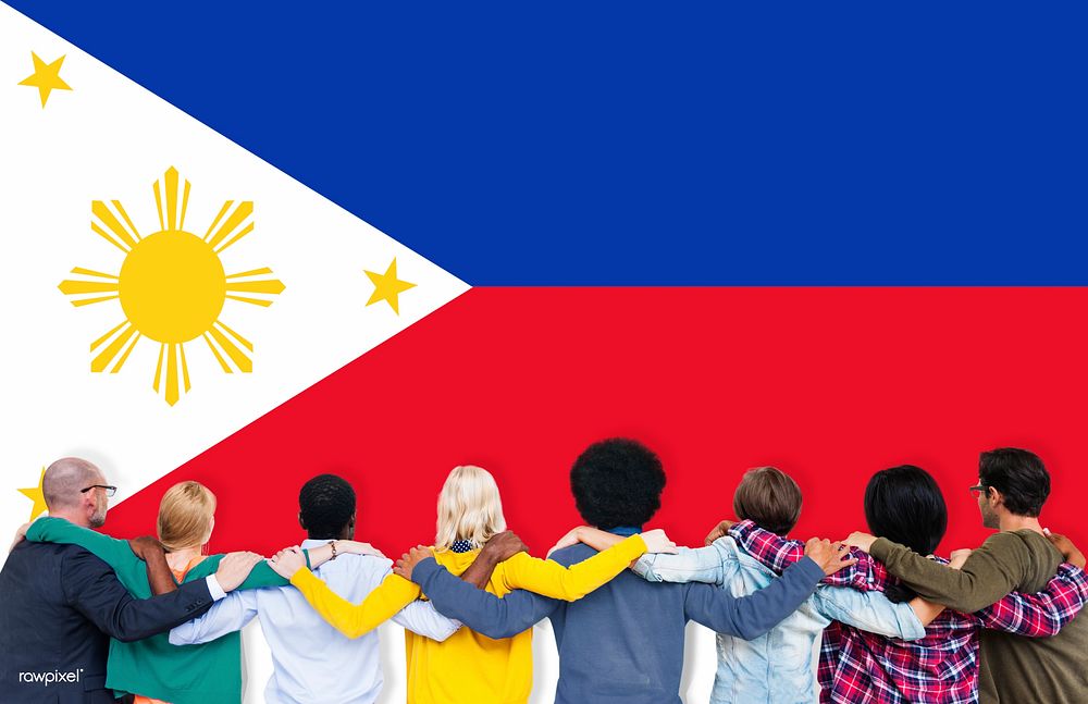 Philippines National Flag Teamwork Diversity Concept