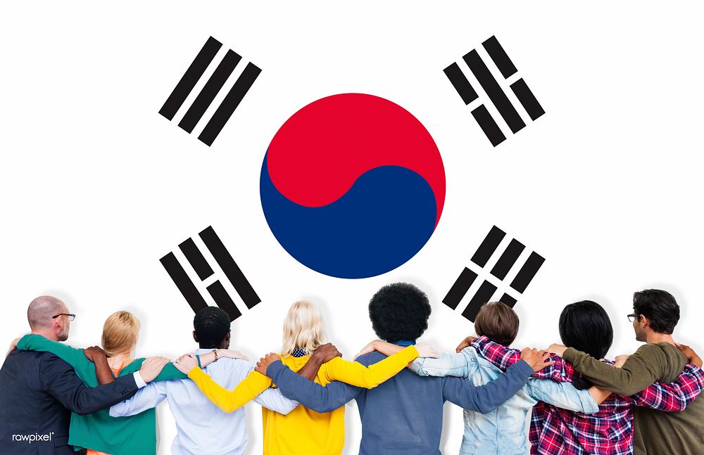 South Korea National Flag Teamwork Diversity Concept