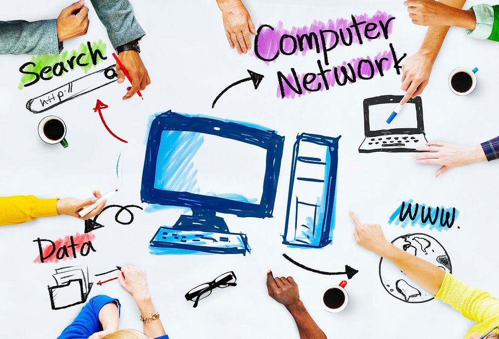 Group of People with Computer Network Concept