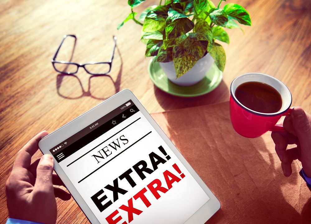 Businessman Holding Tablet Extra News Concept