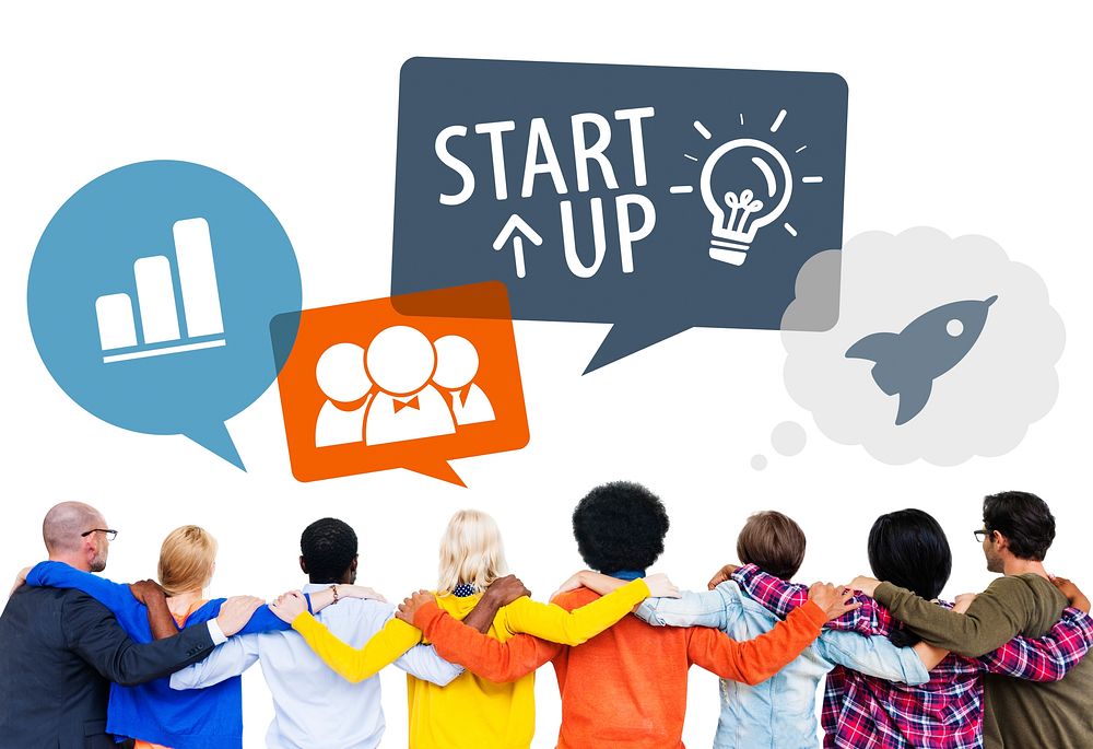 Diverse Friends With Start-Up Business
