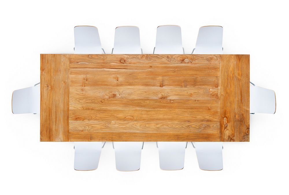 Wooden Table with Ten Chairs Around