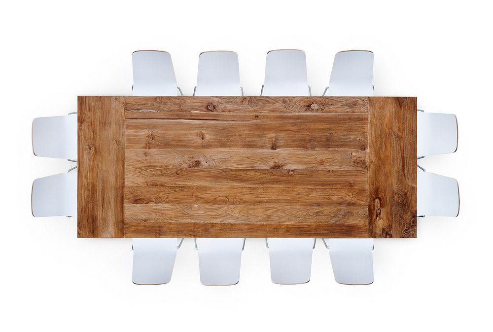 Large Brown Meeting Table with Twelve Chairs