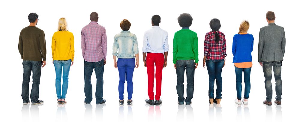 Multiethnic Group of People Standing Rear View