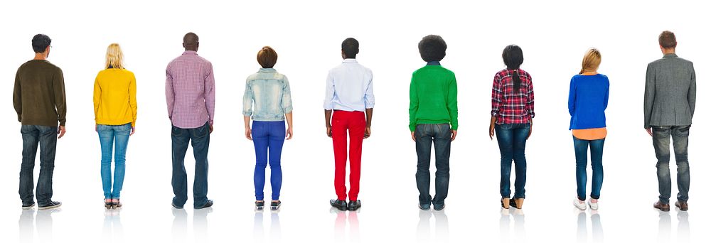 Multiethnic Group of People Standing Rear View