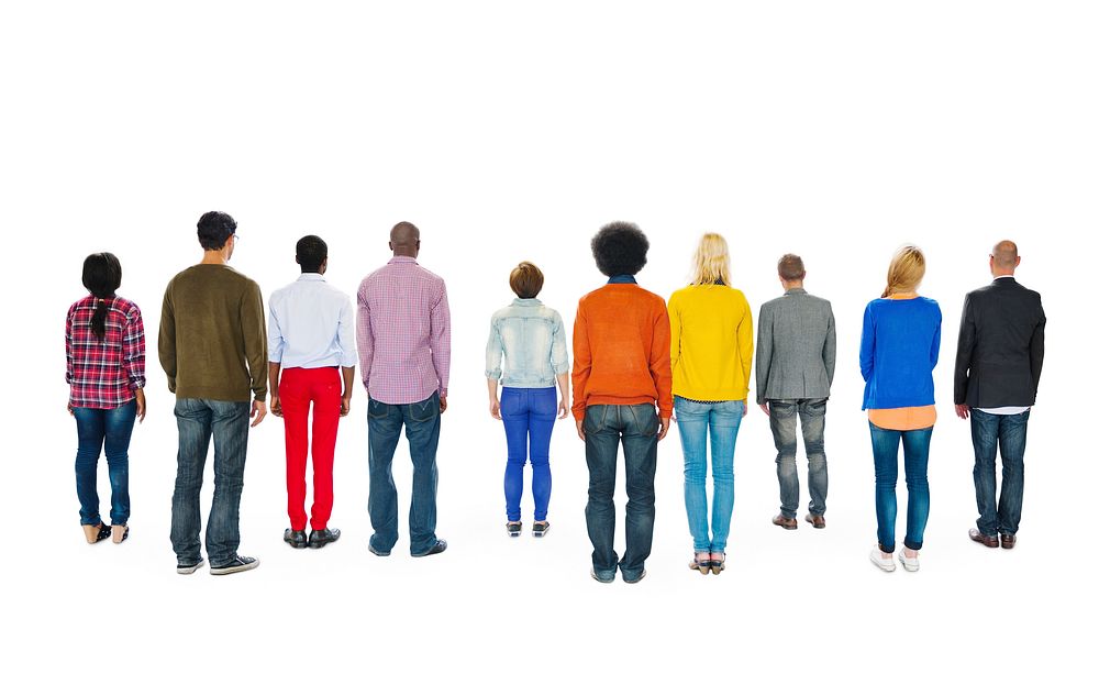 Rear View of Multi-Ethnic Group of People