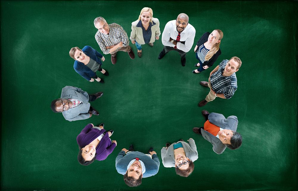 Aerial View Business People Community Circle Teamwork Concept