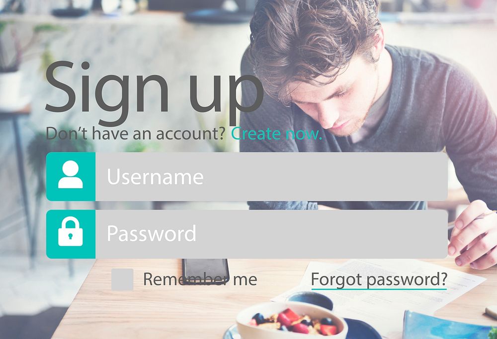 Account Internet Password Register Submit Web Concept