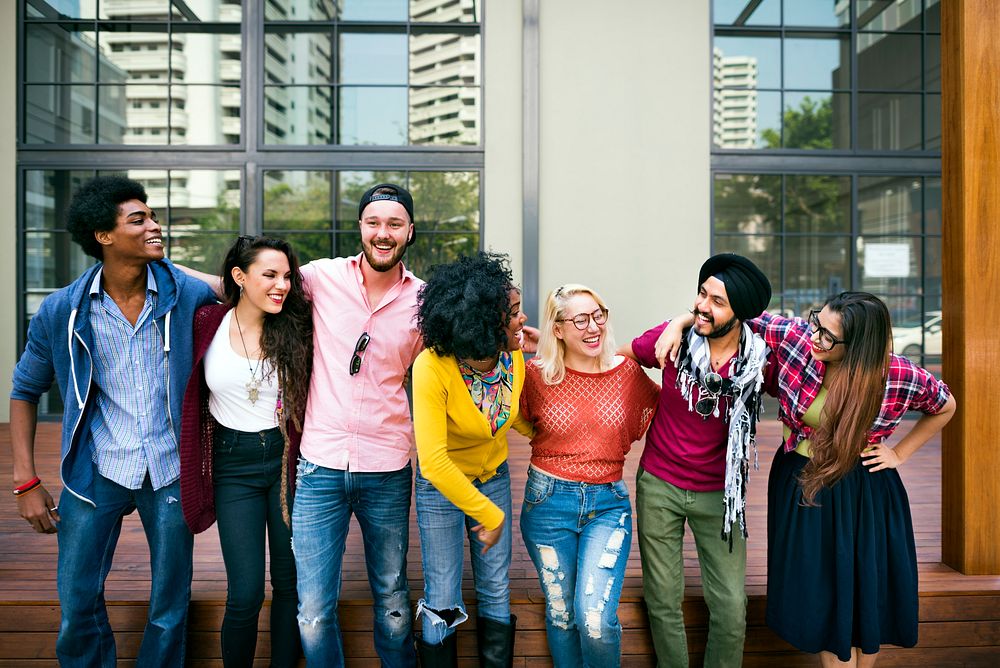 College Students Teamwork Happiness Smiling Concept