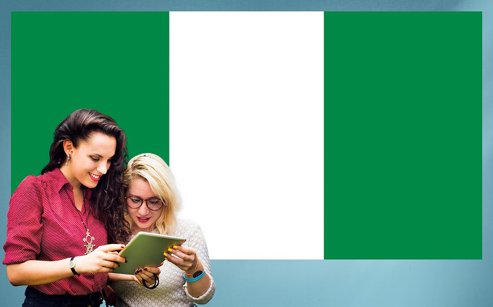 Nigeria National Flag Studying Women Students Concept