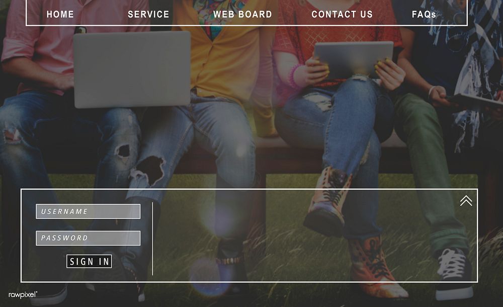 Contact Us Faqs Member Password Sign-in Homepage Concept