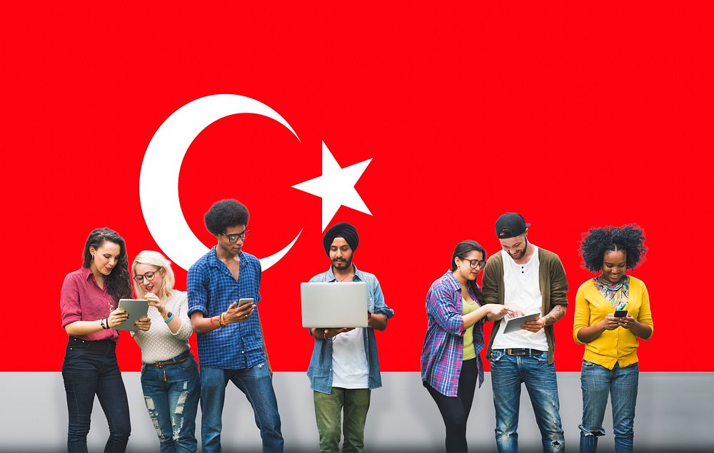 Turkey National Flag Studying Diversity Students Concept