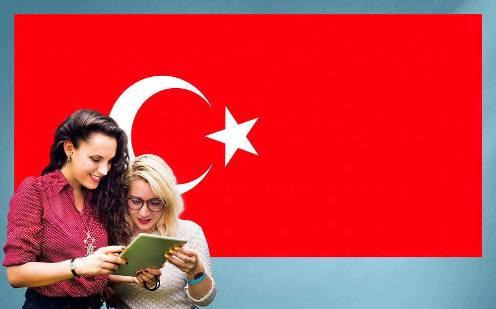 Turkey National Flag Studying Women Students Concept