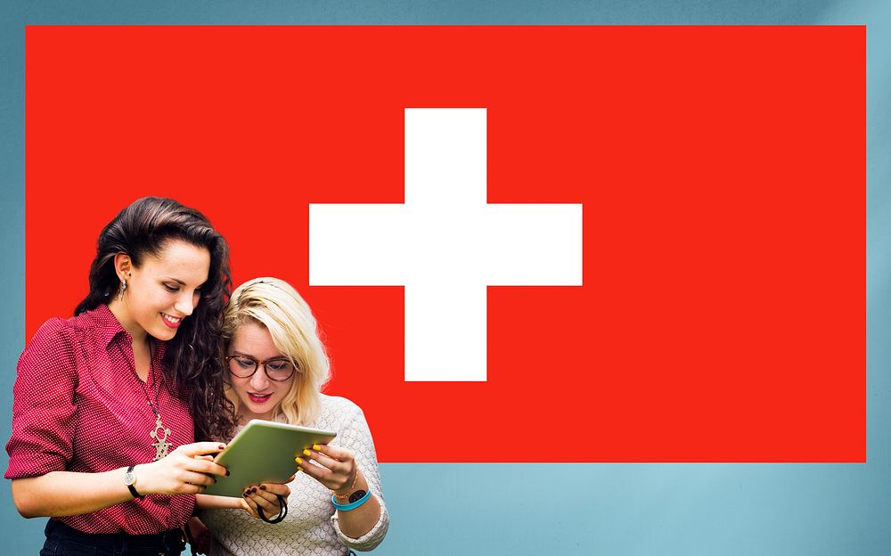 Switzerland National Flag Studying Women Students Concept