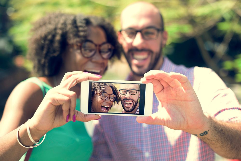 Selfie Technology Couple Social Networking Concept