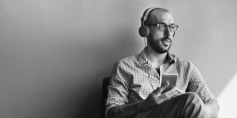 Man Listening Music Media Entertainment Relaxation Concept