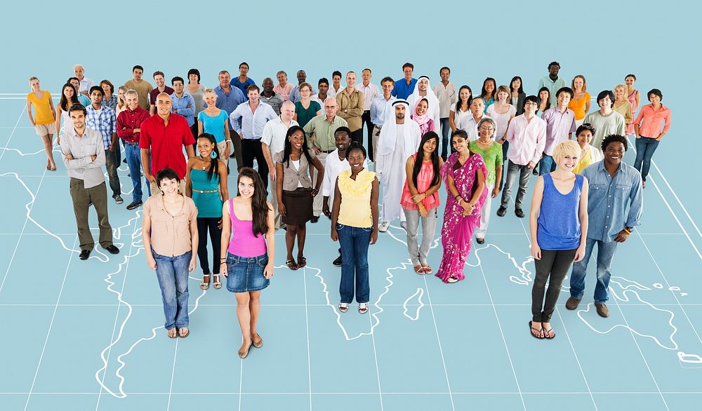 Large group of people of diverse ages and nationalities