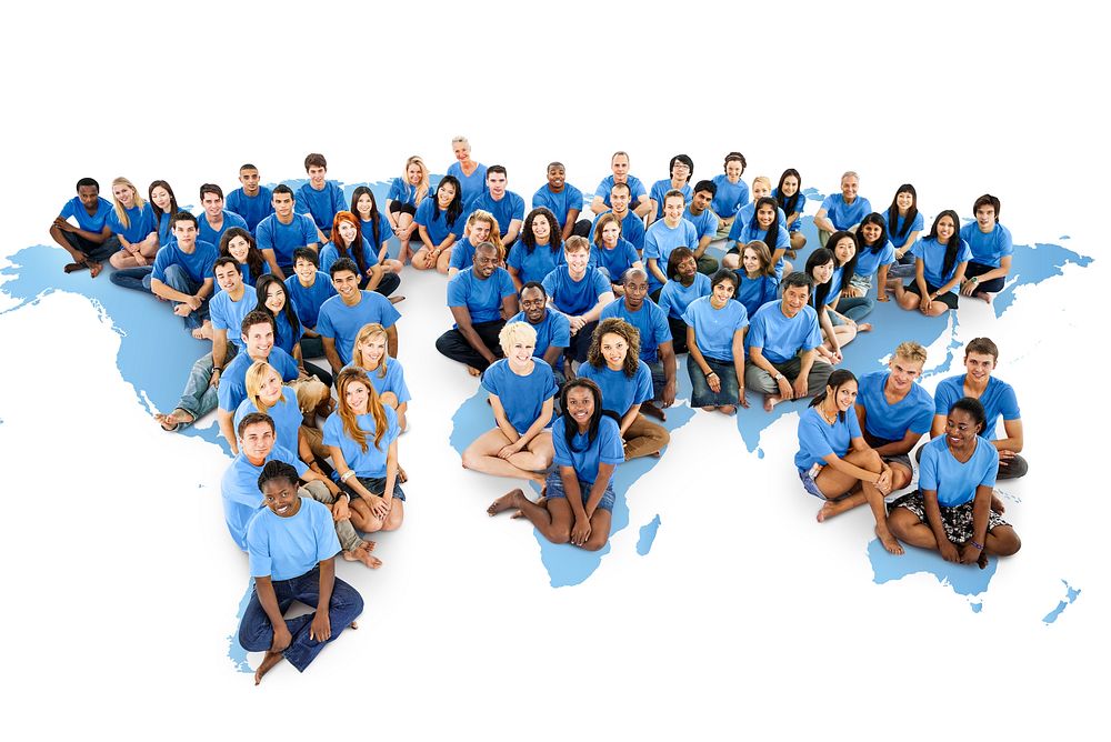 Large group of people of diverse ages and nationalities